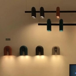 Lampada da soffitto in ferro battuto a forma di U, paralume girevole 90°