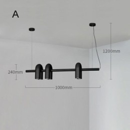Lampada da soffitto in ferro battuto a forma di U, paralume girevole 90°