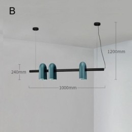 Lampada da soffitto in ferro battuto a forma di U, paralume girevole 90°