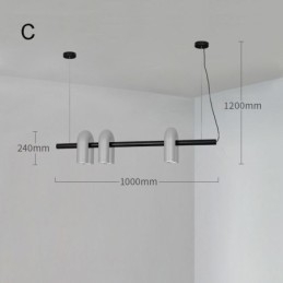 Lampada da soffitto in ferro battuto a forma di U, paralume girevole 90°