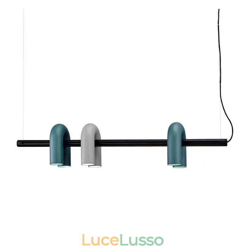 Lampada da soffitto in ferro battuto a forma di U, paralume girevole 90°