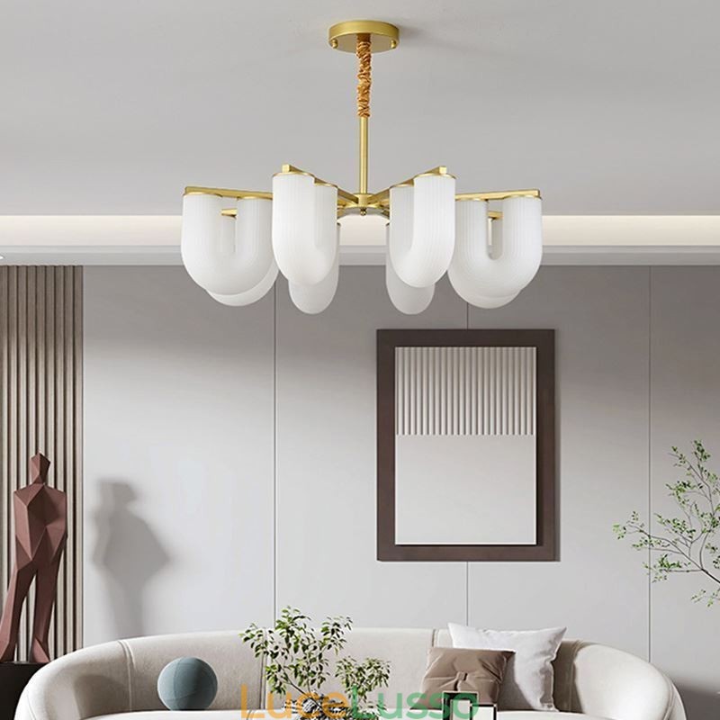 Lampadario a forma di U in stile crema francese