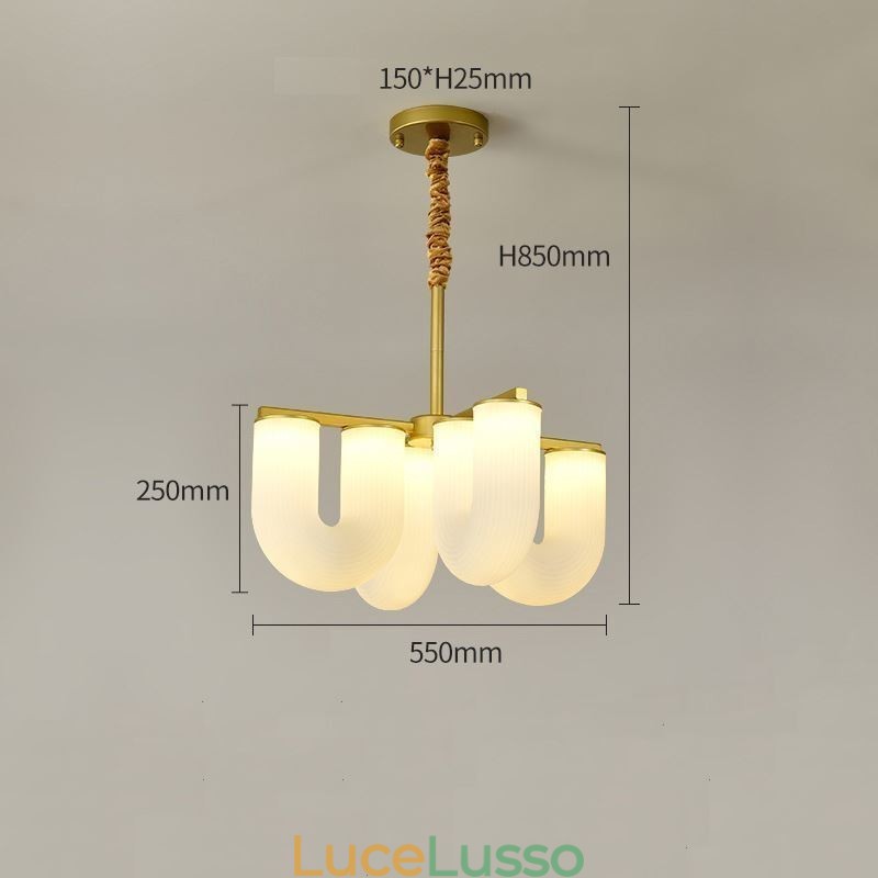 Lampadario a forma di U in stile crema francese