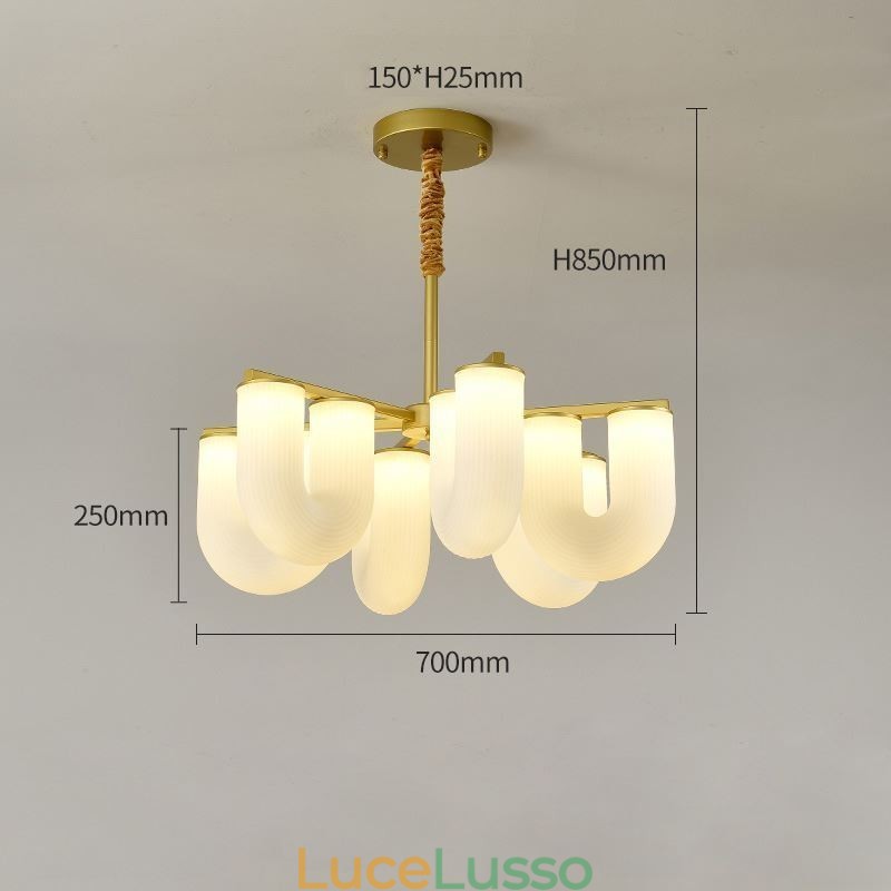 Lampadario a forma di U in stile crema francese