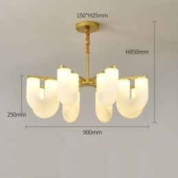 Lampadario a forma di U in stile crema francese
