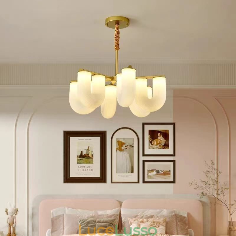 Lampadario a forma di U in stile crema francese