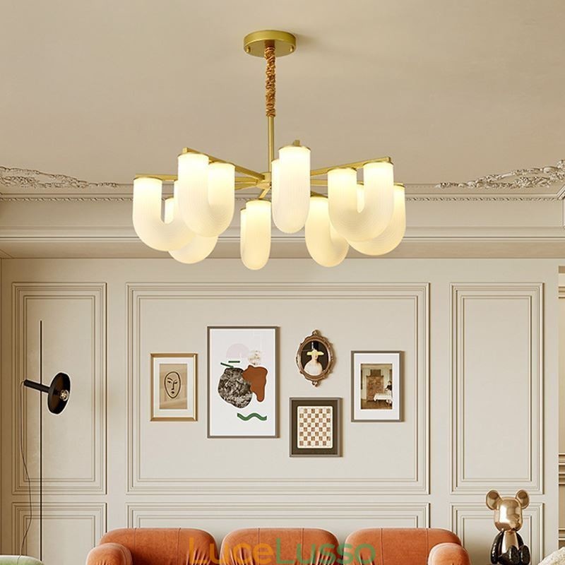 Lampadario a forma di U in stile crema francese