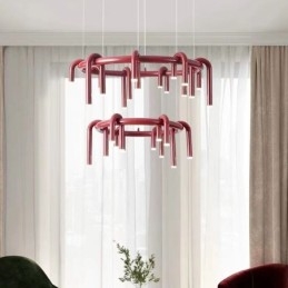 Lampada da soffitto moderna nordica duplex edificio circolare a forma di U lampada a sospensione