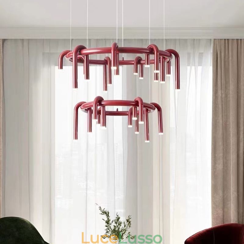 Lampada da soffitto moderna nordica duplex edificio circolare a forma di U lampada a sospensione