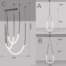 Lampada a sospensione Creative Line Bamboo Lampada da soffitto Nero Oro