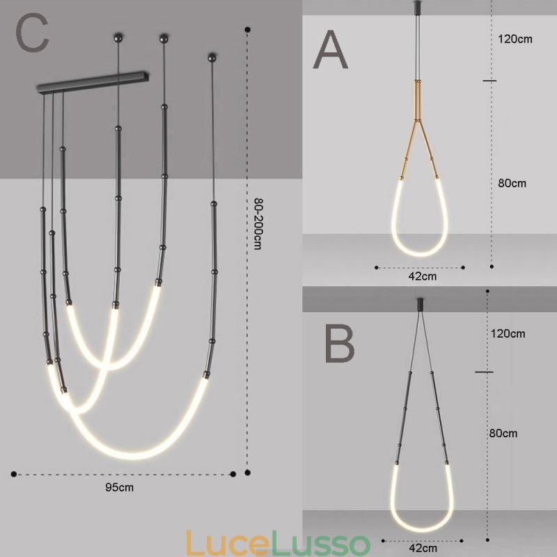 Lampada a sospensione Creative Line Bamboo Lampada da soffitto Nero Oro