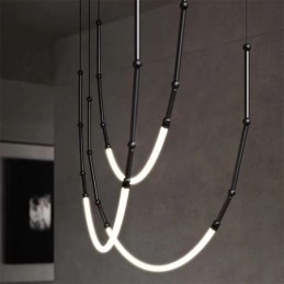 Lampada a sospensione Creative Line Bamboo Lampada da soffitto Nero Oro