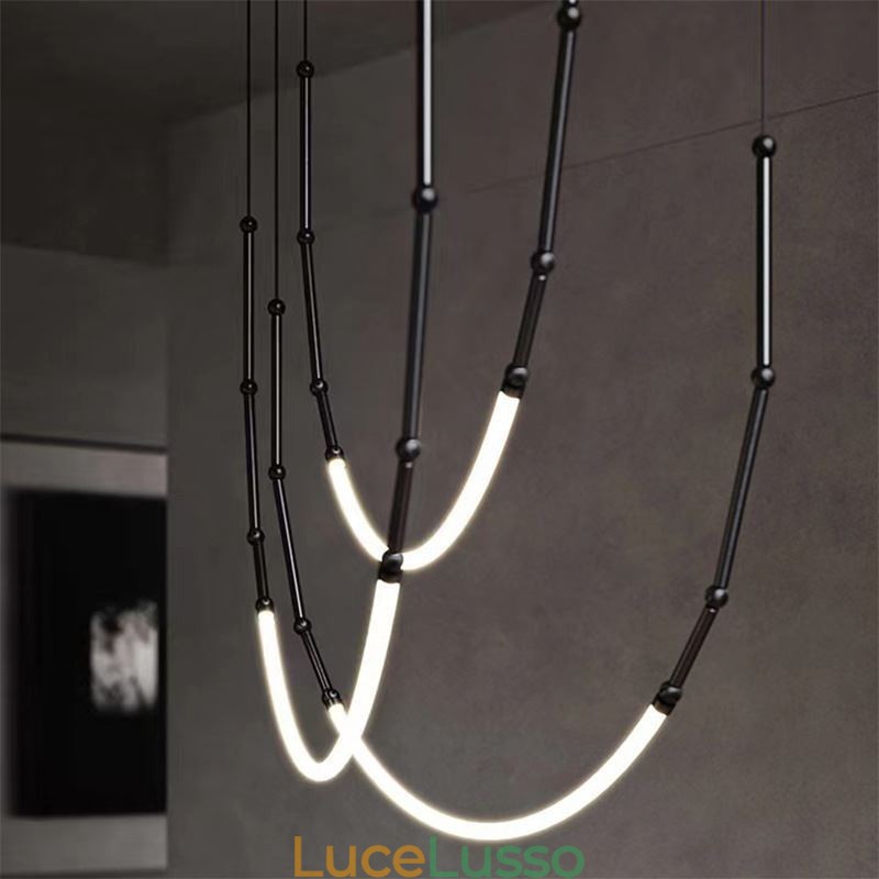 Lampada a sospensione Creative Line Bamboo Lampada da soffitto Nero Oro