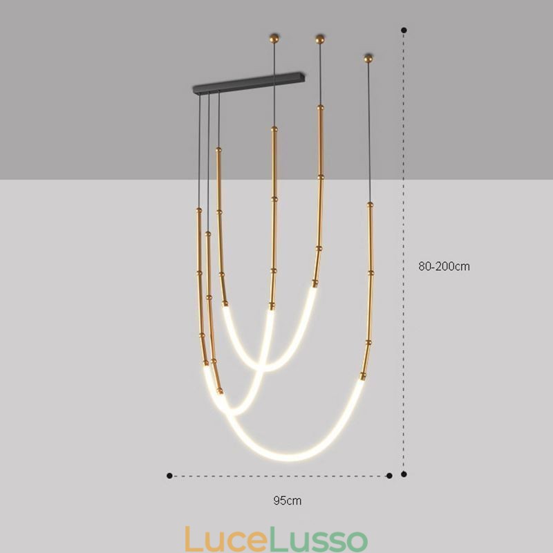 Lampada a sospensione Creative Line Bamboo Lampada da soffitto Nero Oro