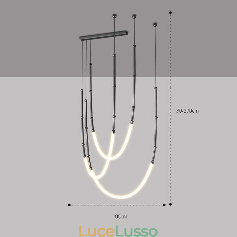 Lampada a sospensione Creative Line Bamboo Lampada da soffitto Nero Oro