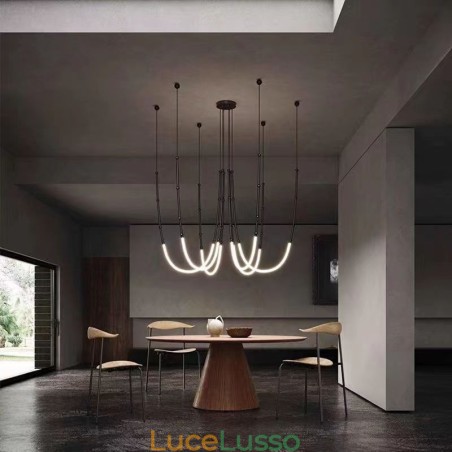Plafoniera Creative Line Bamboo Lampada a sospensione Nero Oro Plafoniera Creative Line Bamboo Lampada a sospensione Nero Oro
