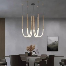 Plafoniera Creative Line Bamboo Lampada a sospensione Nero Oro