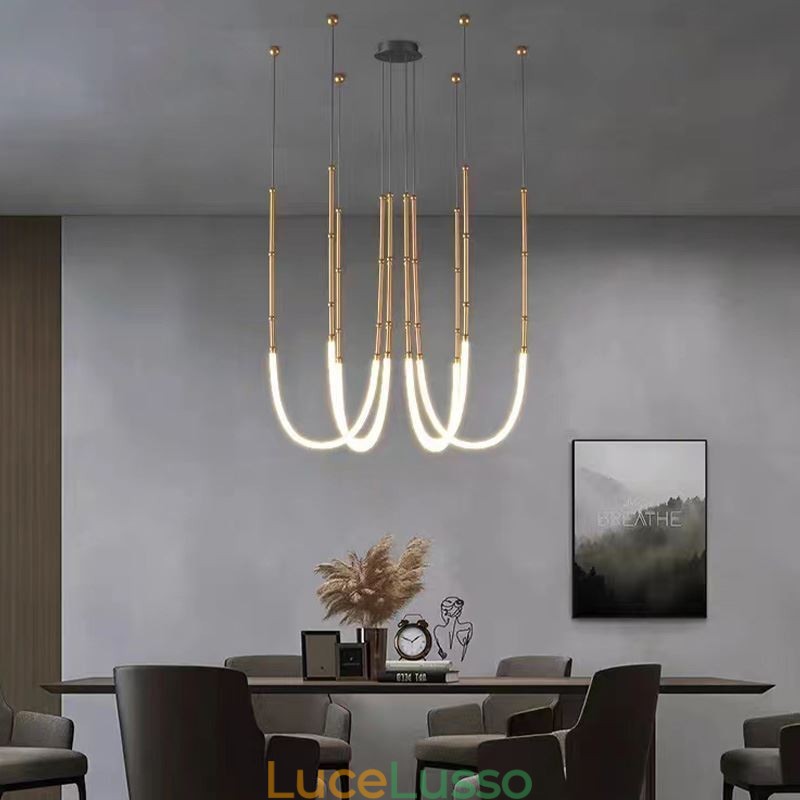 Plafoniera Creative Line Bamboo Lampada a sospensione Nero Oro