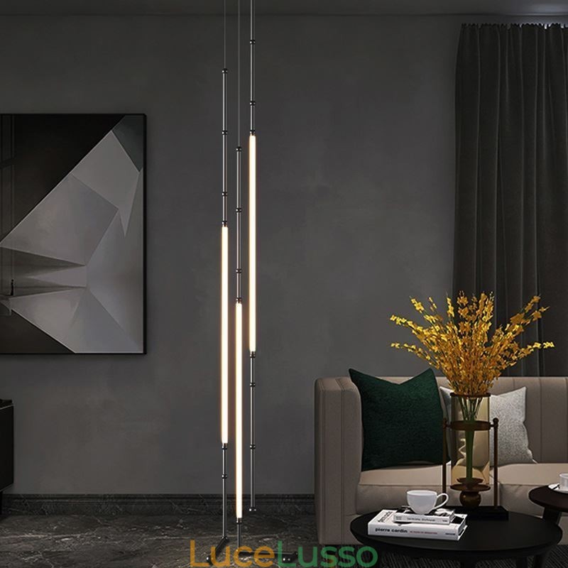 Plafoniera Creative Line Bamboo Lampada a sospensione Nero Oro