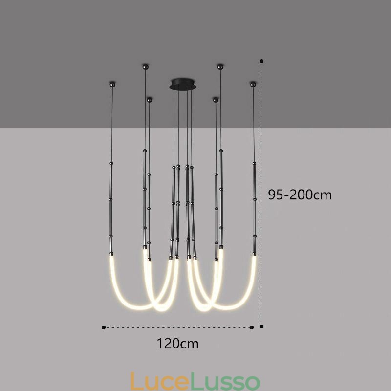 Plafoniera Creative Line Bamboo Lampada a sospensione Nero Oro