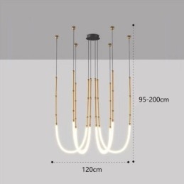 Plafoniera Creative Line Bamboo Lampada a sospensione Nero Oro