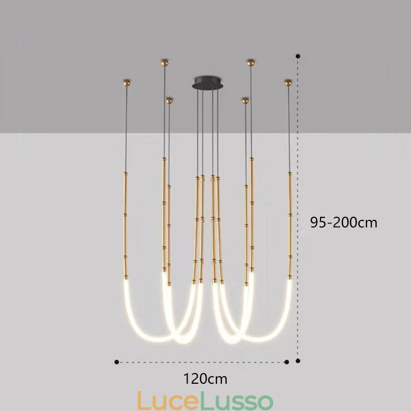 Plafoniera Creative Line Bamboo Lampada a sospensione Nero Oro