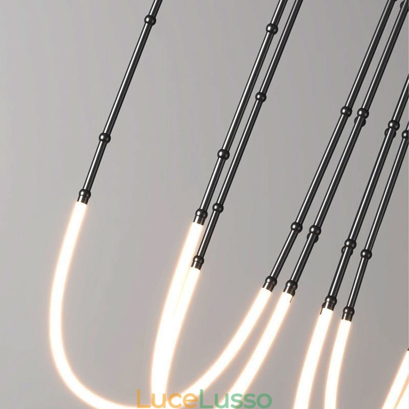 Plafoniera Creative Line Bamboo Lampada a sospensione Nero Oro