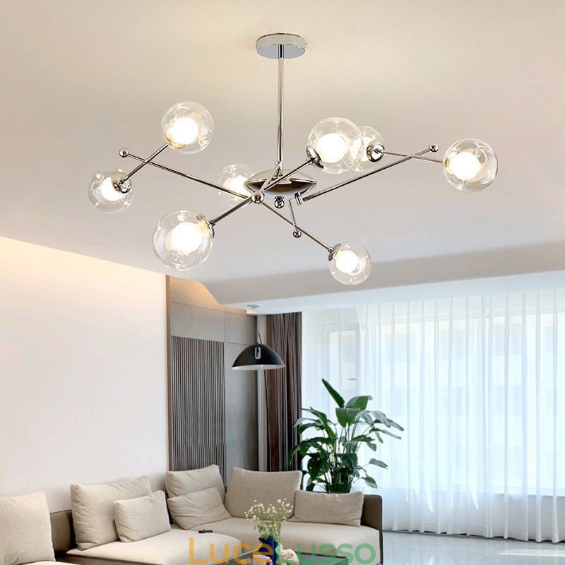 Lampada a sospensione in vetro in stile europeo, semplice lampada da soffitto Magic Beans