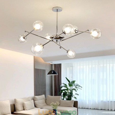 Lampada a sospensione in vetro in stile europeo, semplice lampada da soffitto Magic Beans