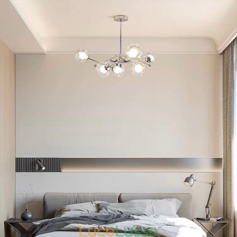 Lampada a sospensione in vetro in stile europeo, semplice lampada da soffitto Magic Beans