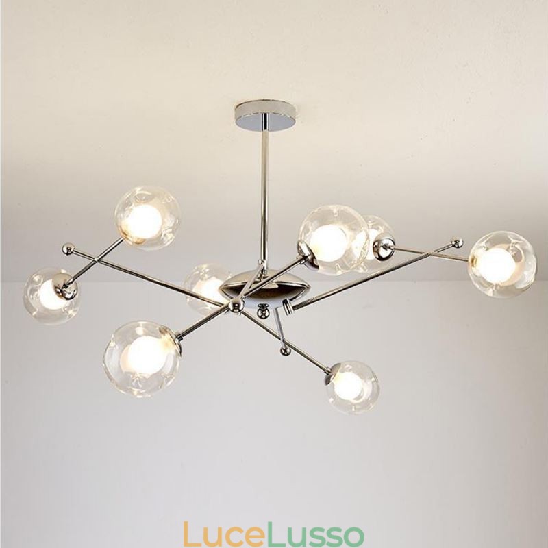 Lampada a sospensione in vetro in stile europeo, semplice lampada da soffitto Magic Beans