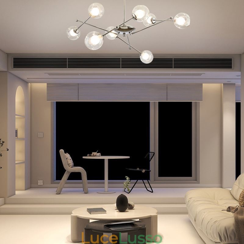 Lampada a sospensione in vetro in stile europeo, semplice lampada da soffitto Magic Beans