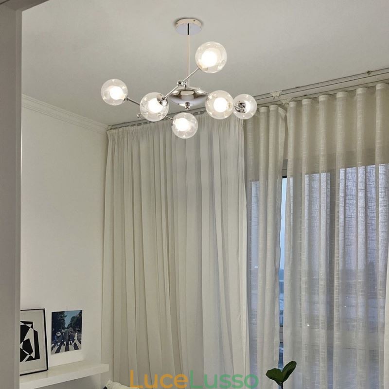 Lampada a sospensione in vetro in stile europeo, semplice lampada da soffitto Magic Beans