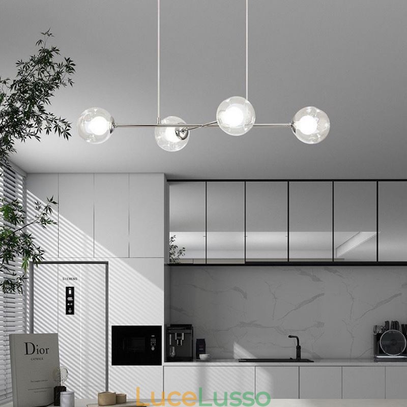 Lampada a sospensione in vetro Lampada a sospensione europea Magic Bean 4 luci