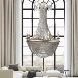 Lampada a sospensione a catena in alluminio Luce creativa Luce decorativa a nappa di lusso Oro Argento