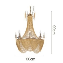 Lampada a sospensione a catena in alluminio Luce creativa Luce decorativa a nappa di lusso Oro Argento