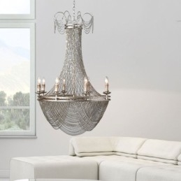 Lampada a sospensione a catena in alluminio Luce creativa Luce decorativa a nappa di lusso Oro Argento