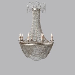 Lampada a sospensione a catena in alluminio Luce creativa Luce decorativa a nappa di lusso Oro Argento