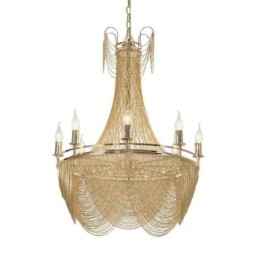 Lampada a sospensione a catena in alluminio Luce creativa Luce decorativa a nappa di lusso Oro Argento