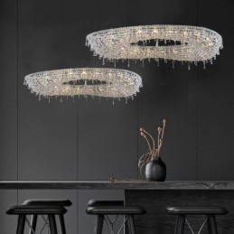Lampada a sospensione in cristallo Lampada da soffitto ovale moderna di lusso