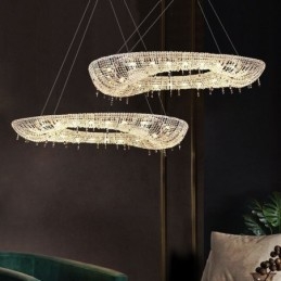 Lampada a sospensione in cristallo Lampada da soffitto ovale moderna di lusso