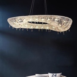 Lampada a sospensione in cristallo Lampada da soffitto ovale moderna di lusso