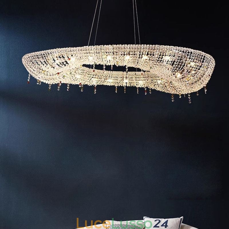 Lampada a sospensione in cristallo Lampada da soffitto ovale moderna di lusso