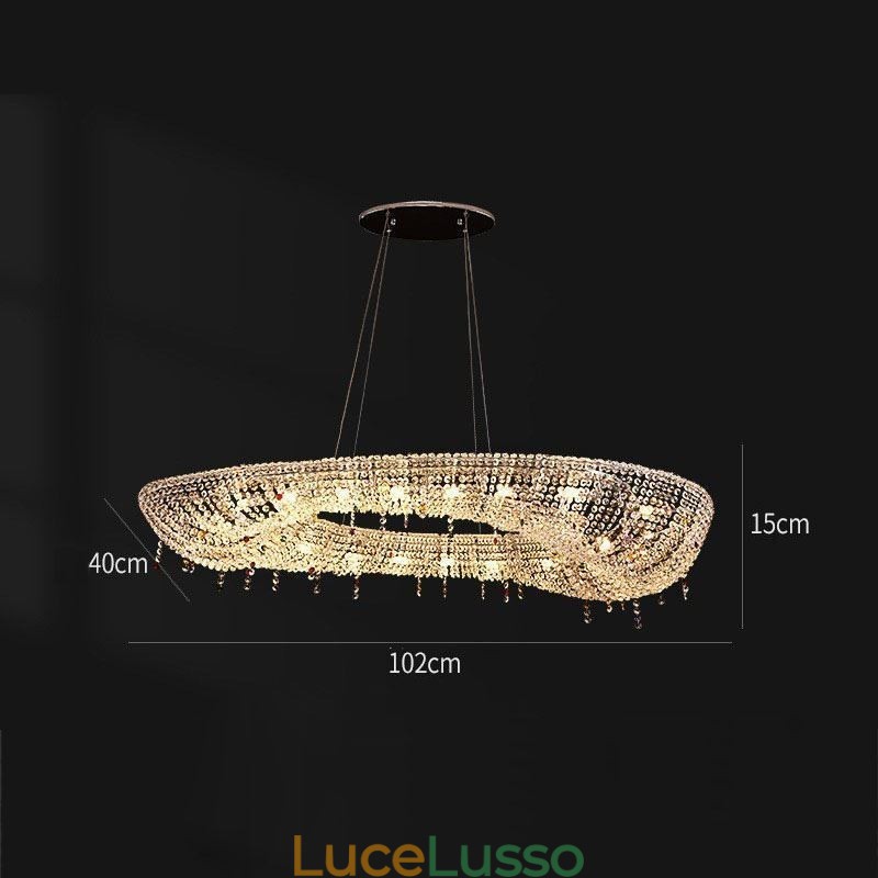 Lampada a sospensione in cristallo Lampada da soffitto ovale moderna di lusso