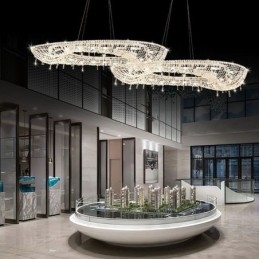 Lampada a sospensione in cristallo Lampada da soffitto ovale moderna di lusso