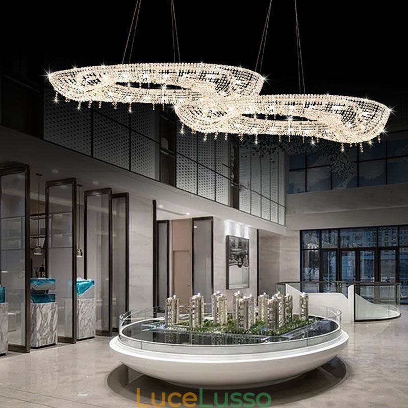 Lampada a sospensione in cristallo Lampada da soffitto ovale moderna di lusso
