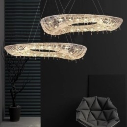 Lampada a sospensione in cristallo Lampada da soffitto ovale moderna di lusso