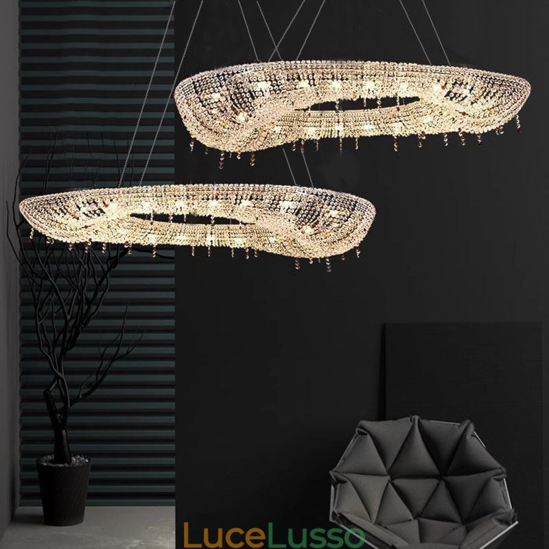 Lampada a sospensione in cristallo Lampada da soffitto ovale moderna di lusso