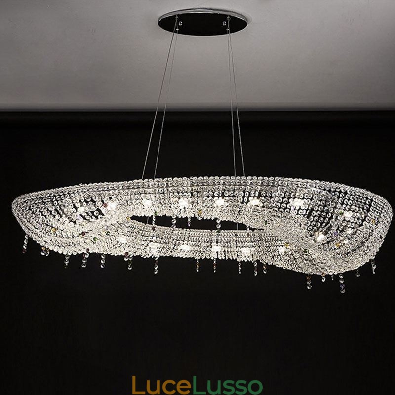 Lampada a sospensione in cristallo Lampada da soffitto ovale moderna di lusso