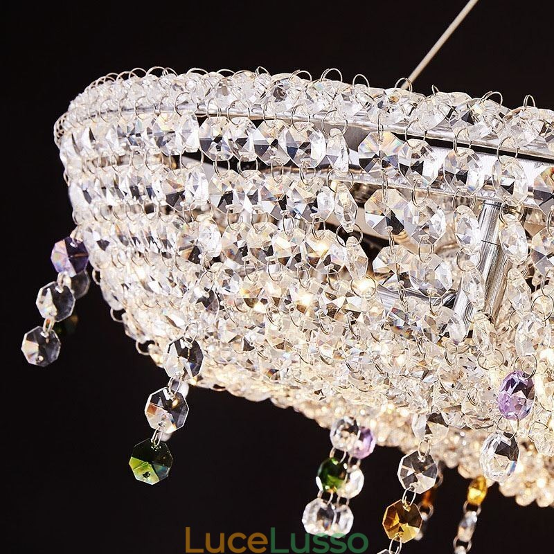 Lampada a sospensione in cristallo Lampada da soffitto ovale moderna di lusso